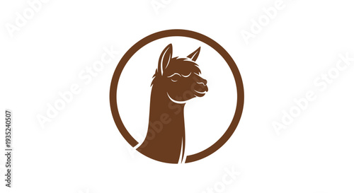 Brown Llama Head Logo Illustration Design.