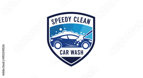 Car Wash Logo with Blue Car.