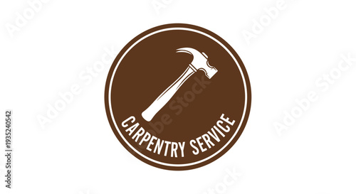 Carpentry Service Logo with Hammer Icon.