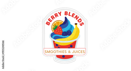 Colorful Smoothie Logo Design Berry Blends.