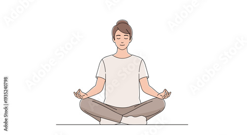 Man Meditating in Lotus Position Illustration.
