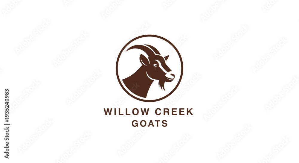 Fototapeta premium Willow Creek Goats Logo with Goat Head.