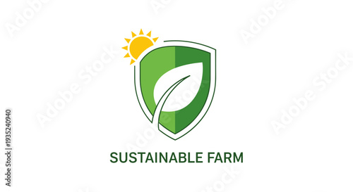 Sustainable Farm Green Shield Logo Design.