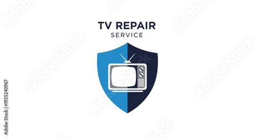 TV Repair Service Shield Logo Design.
