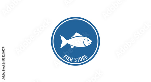 White Fish Icon in Blue Circle Logo.