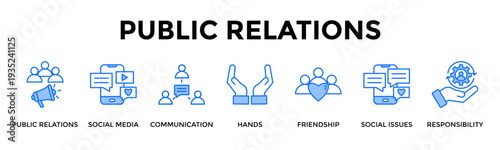 Public Relations Icon Set Collection Pack Banner Web Vector Illustration  Concept Containing Build Strong Brand Reputation Through Strategic Communication Channels