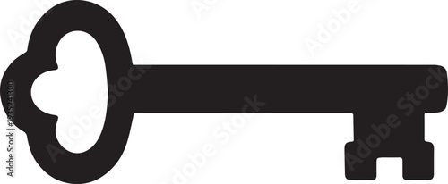 Vintage Skeleton Key Silhouette Icon for Security and Access

