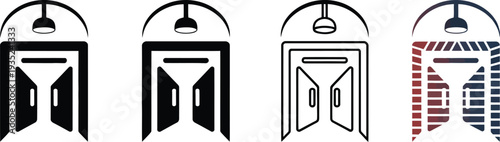 Stylized of Double Doors with Overhead Light and Archway