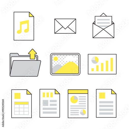書類・メール・データ管理のアイコンセット
