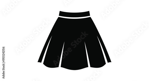 Simple black silhouette of a flared skirt on a white background