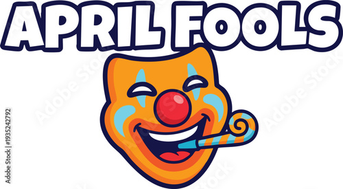 Cartoon Clown Face with Red Nose.