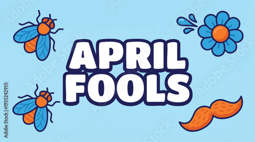 April Fools Day Cartoon Illustration with Insects.