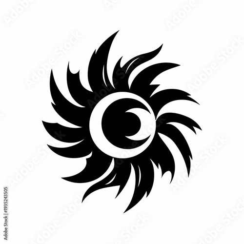 Abstract Sun Symbol Tribal Tattoo Design.