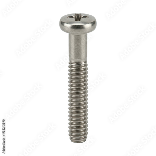 Round pan head screw with cross drive used in construction fasteners hardware components for metal joining and secure assembly