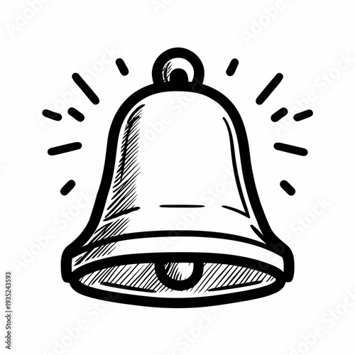 Black and White Bell Illustration Ringing Loudly.