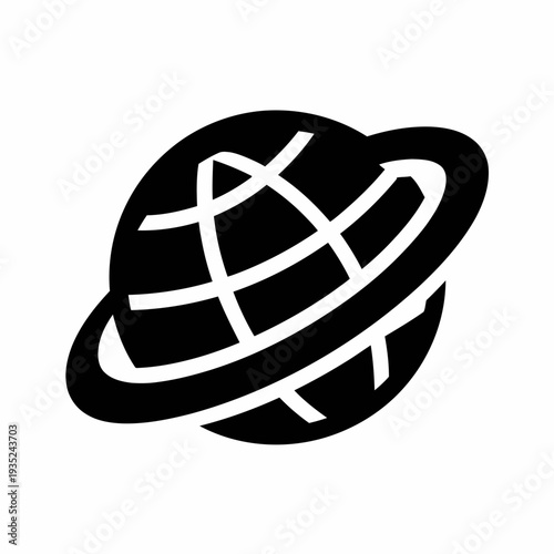 Black and White Planet Icon Illustration.