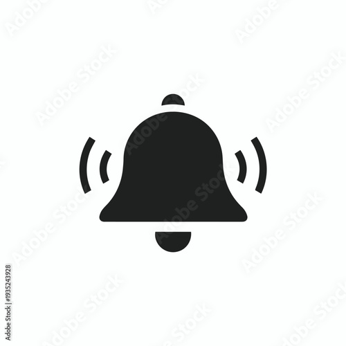 Black Bell Icon Ringing Alert Notification.