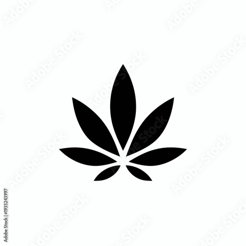 Black cannabis leaf silhouette icon isolated on white background.