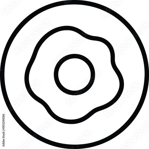 Fried egg sunny side up breakfast line icon