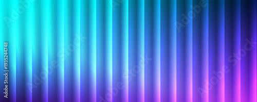 Abstract neon purple blue gradient background. UV filter striped color background. Horizontal wide graphic with aesthetic ribbed fractal glass effect. Ribbed glass blur template