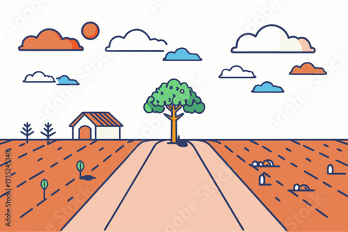 Single Green Tree Environmental Concept Vector Illustration