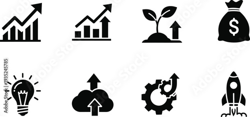 Business growth and financial icons