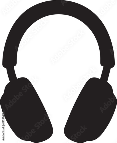 A sleek stereo headphone icon vector illustration featuring professional audio equipment on a white background for music technology and studio sound listening