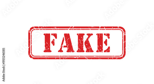 A red rectangular stamp displaying the word fake in bold lettering