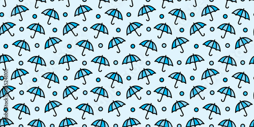 かわいい傘と水玉のシームレスパターン