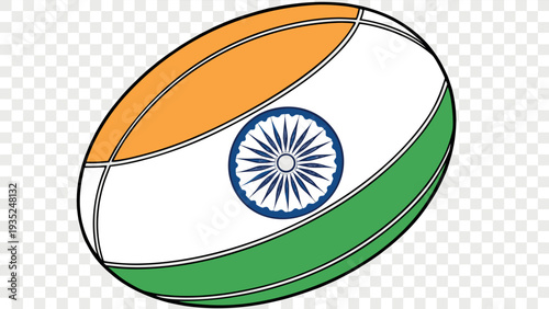 Indian Flag Themed Rugby Ball Illustration