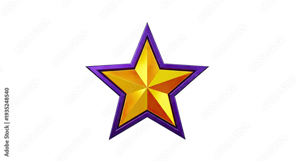Obraz premium Golden Star with Purple Outline