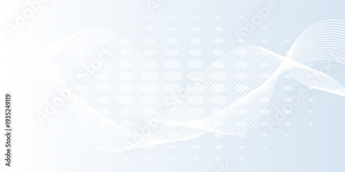 Abstract wave lines on white background whit doted. Smooth dynamic  template design. Suit for brochure good simple modern art