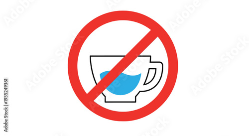 No drinking allowed sign with a cup of water in a red circle.