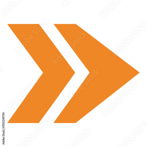 Orange arrow icon pointing to right side  chevron symbol icon