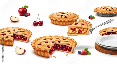 Pi Day Freshly Baked Pie Delicious Fruit Dessert Premium Vector Illustration