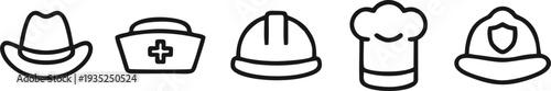 Professional Occupation And Career Hat Icon Set
