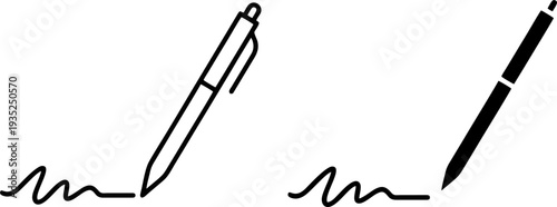 Ballpoint Pen Writing Signature On Document Icon