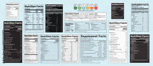Clean Nutrition and Supplement Facts Label Design, Nutrition Facts and Supplement Facts Label Set , Editable Food Packaging Vector, Modern Supplement Facts Packaging Label