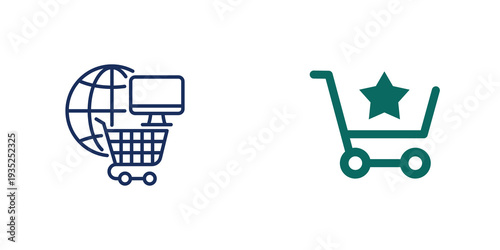 E-commerce and shopping cart icons set isolated on transparent background