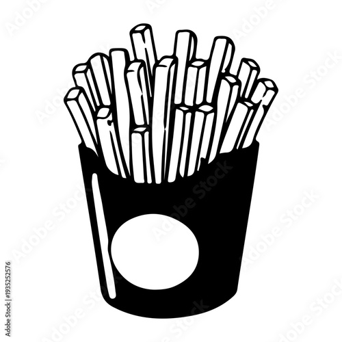 French Fries Icon Black White