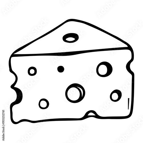 Hand Drawn Cheese Slice Icon
