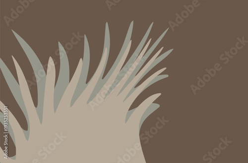 Neutral Abstract Palm Frond Illustration With Minimalist Earth Tones And Organic Botanical Shapes