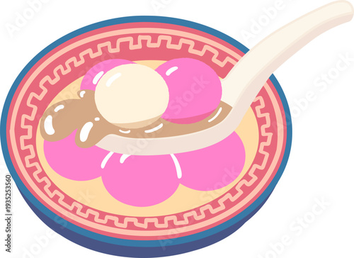 Colorful tangyuan sweet dumplings soup for Lantern Festival