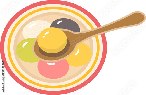 Colorful tangyuan sweet dumplings soup for Lantern Festival