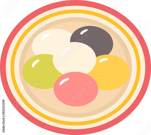 Colorful tangyuan sweet dumplings soup for Lantern Festival