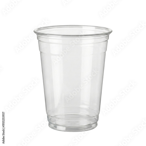 Empty clear disposable plastic cup for cold drinks