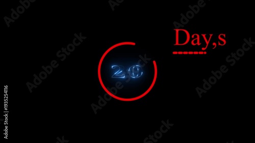 Circular Days Countdown Timer Animation, Colorful Ring Progress Loader 4K