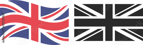 Union Jack flags vector illustration, UK symbol flat design