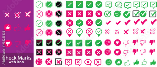 Check mark icons set. Check marks symbol collection. Simple check mark. Quality sign icon. Checklist symbols. Approval check flat style - stock vector.