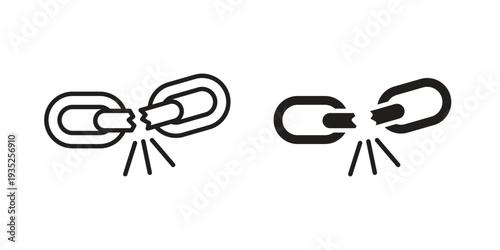 Broken link icon. Simple outline style concept. Thin line vector illustration.